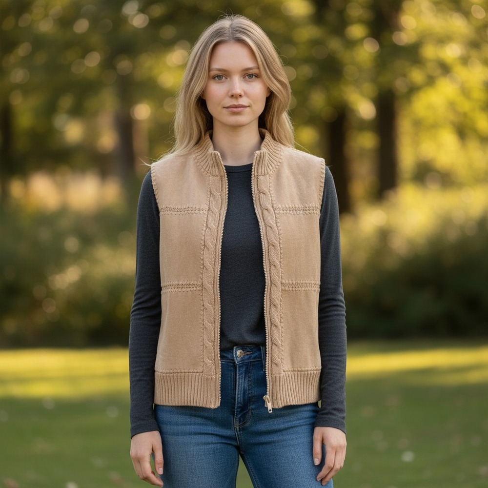 Designers Studio Originals Women's rust Suede Vest XL Full Zip barn jacket work